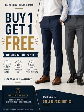 Men's Suit Pants - comment size and buy 1 get 1 or buy 1 get 3